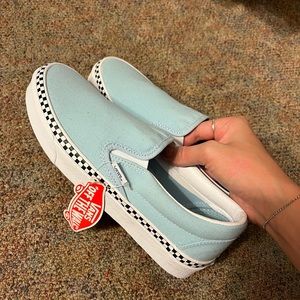 Blue/Checkered Slip-On Vans